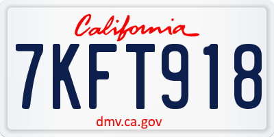CA license plate 7KFT918