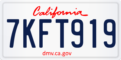 CA license plate 7KFT919