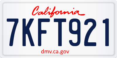 CA license plate 7KFT921