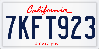 CA license plate 7KFT923