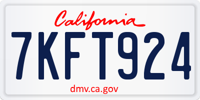 CA license plate 7KFT924