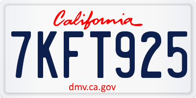 CA license plate 7KFT925