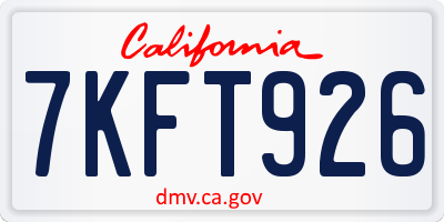CA license plate 7KFT926