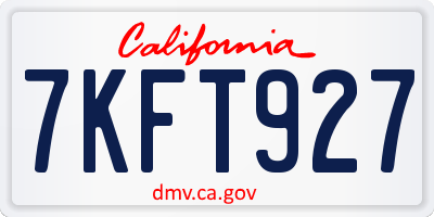 CA license plate 7KFT927
