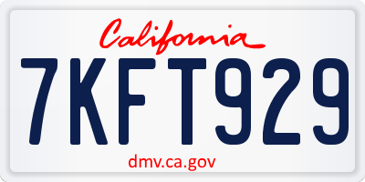 CA license plate 7KFT929
