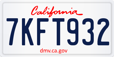 CA license plate 7KFT932