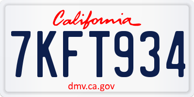 CA license plate 7KFT934
