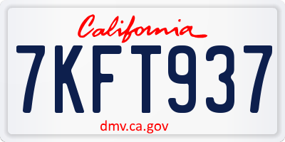 CA license plate 7KFT937