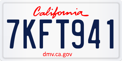 CA license plate 7KFT941