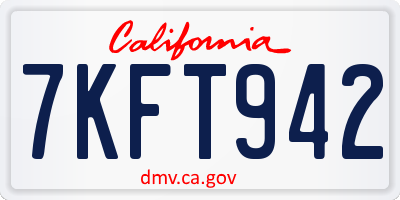 CA license plate 7KFT942