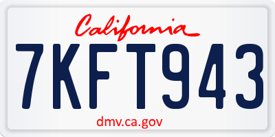 CA license plate 7KFT943