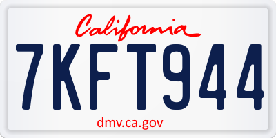 CA license plate 7KFT944