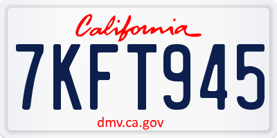 CA license plate 7KFT945