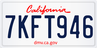 CA license plate 7KFT946