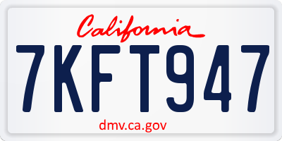 CA license plate 7KFT947