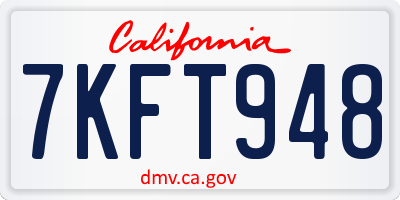 CA license plate 7KFT948