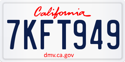 CA license plate 7KFT949