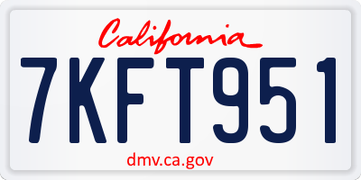 CA license plate 7KFT951