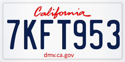 CA license plate 7KFT953