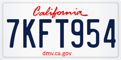 CA license plate 7KFT954