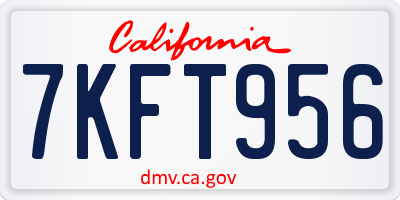 CA license plate 7KFT956