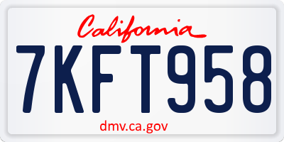 CA license plate 7KFT958