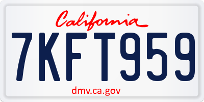 CA license plate 7KFT959