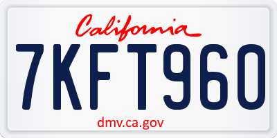 CA license plate 7KFT960
