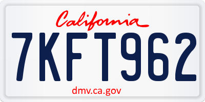 CA license plate 7KFT962