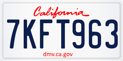 CA license plate 7KFT963
