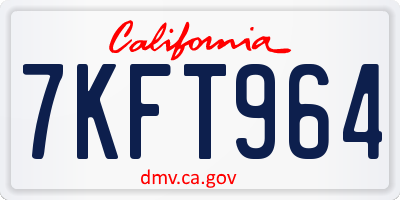 CA license plate 7KFT964