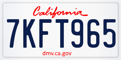 CA license plate 7KFT965