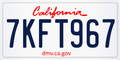 CA license plate 7KFT967