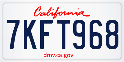 CA license plate 7KFT968