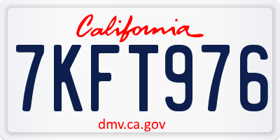 CA license plate 7KFT976
