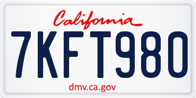 CA license plate 7KFT980