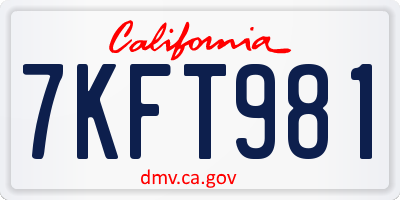 CA license plate 7KFT981