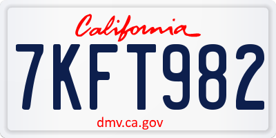CA license plate 7KFT982