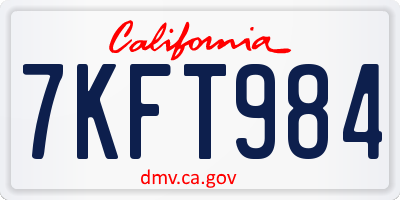 CA license plate 7KFT984