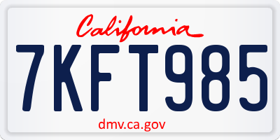 CA license plate 7KFT985