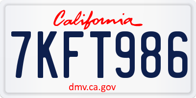 CA license plate 7KFT986