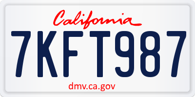 CA license plate 7KFT987