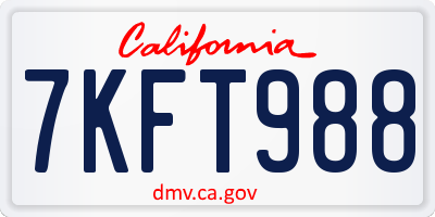 CA license plate 7KFT988