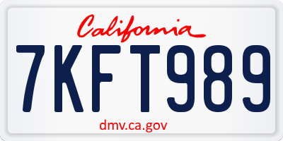 CA license plate 7KFT989