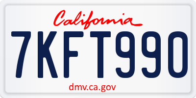 CA license plate 7KFT990