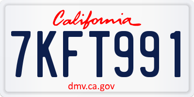 CA license plate 7KFT991