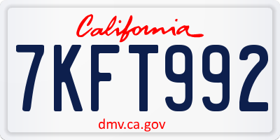 CA license plate 7KFT992