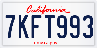 CA license plate 7KFT993