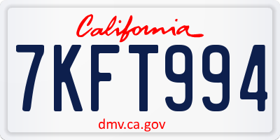 CA license plate 7KFT994