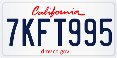 CA license plate 7KFT995